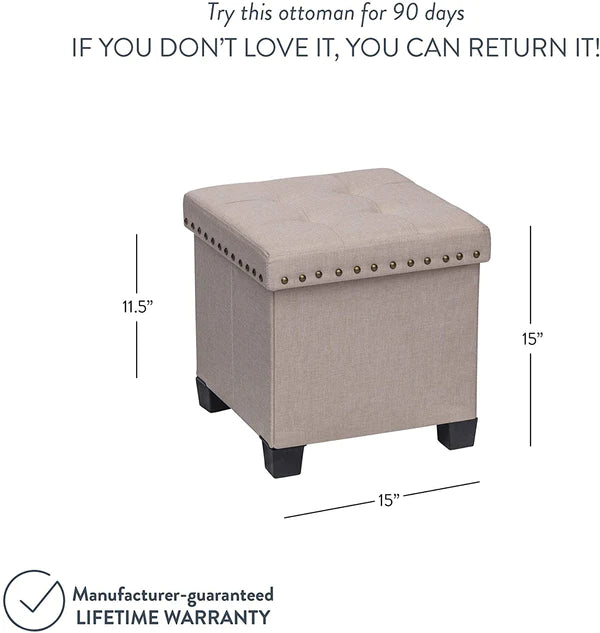 Foot Stool : Wide Tufted Square Ottoman with Storage
