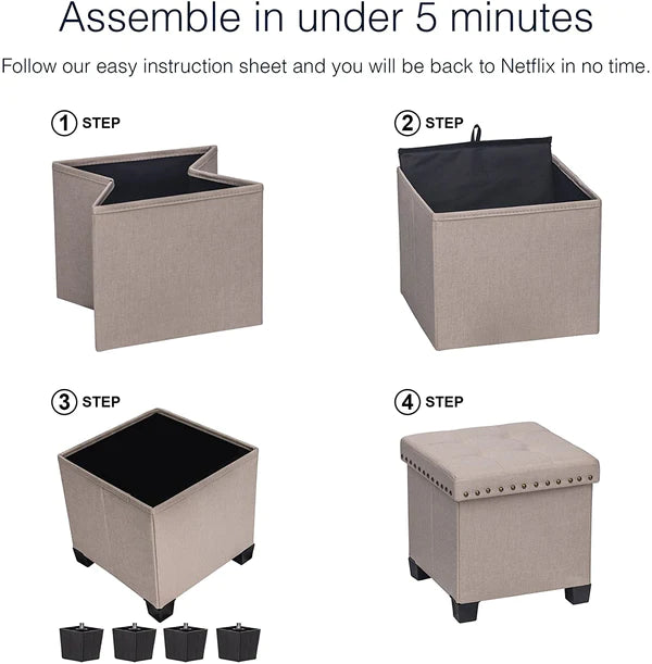 Foot Stool : Wide Tufted Square Ottoman with Storage