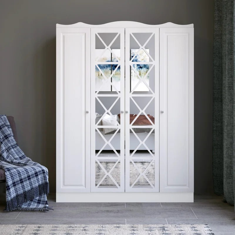 4 Door Wardrobe: Fanciable 4 Door Manufactured Wood Wardrobe