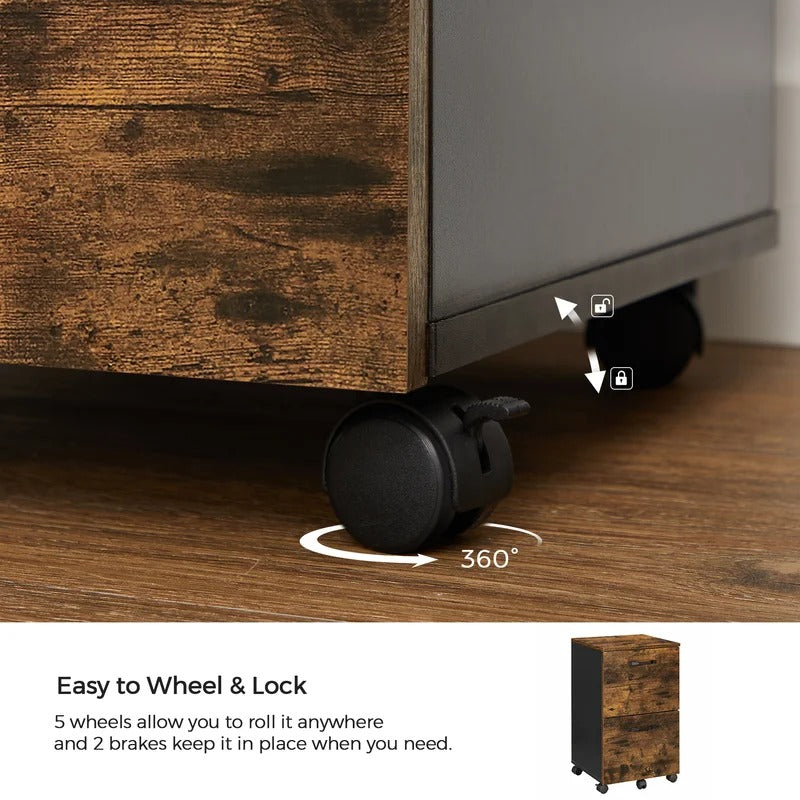 Filing Cabinet : Cam 2-Drawer Mobile Vertical File Cabinet