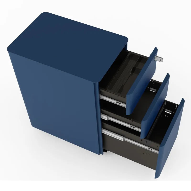 Filing Cabinet : 11.84'' Wide 3 -Drawer Mobile Steel Vertical Filing Cabinet