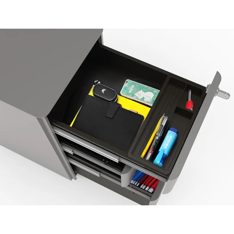 Filing Cabinet : 11.84'' Wide 3 -Drawer Mobile Steel Vertical Filing Cabinet