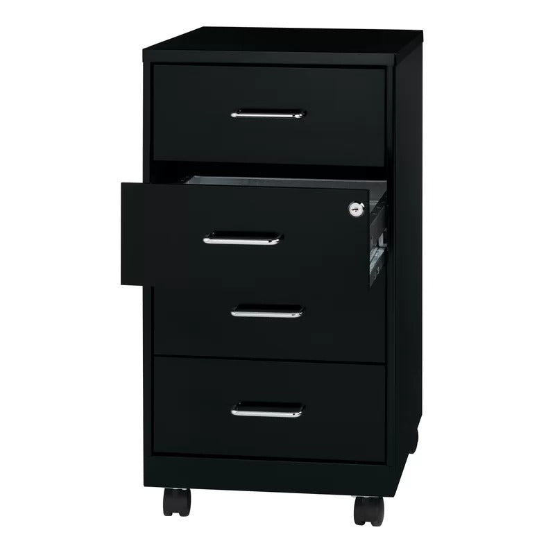 File Cabinets : 14.25'' Wide 4 -Drawer Mobile Steel Vertical Filing Cabinet