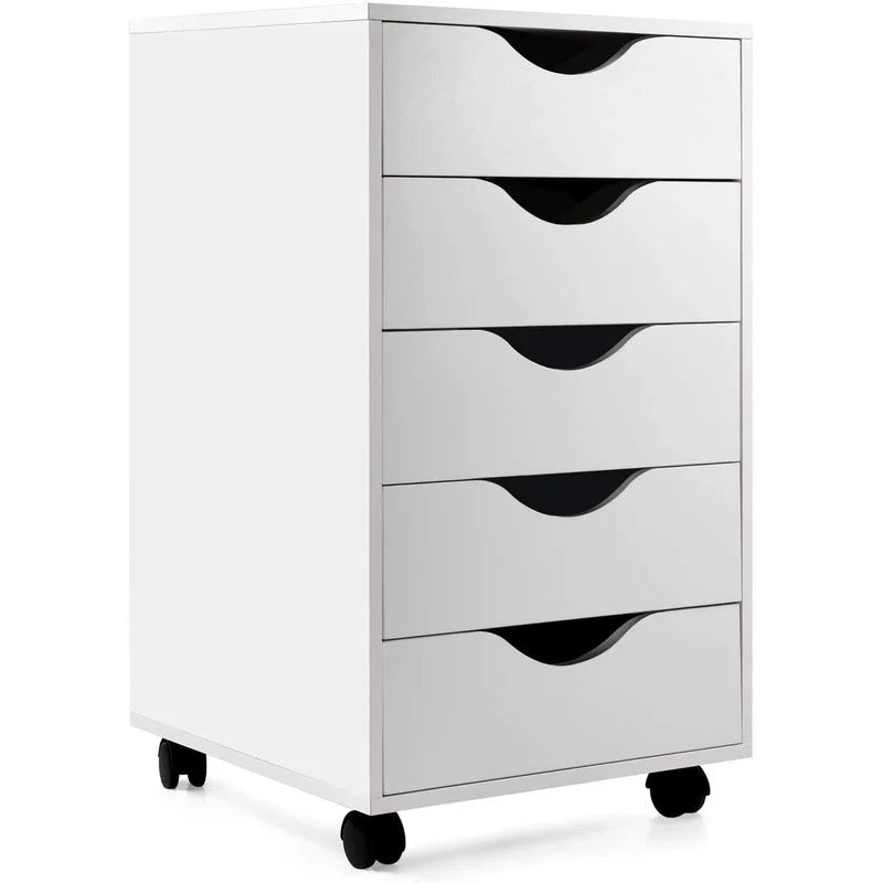 File Cabinets : 16'' Wide 5 -Drawer Mobile Vertical