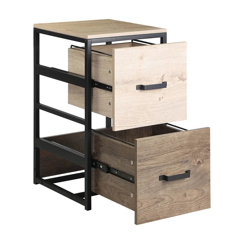 Filing Cabinets : 2 Drawer Wood File Cabinet With Steel Frame