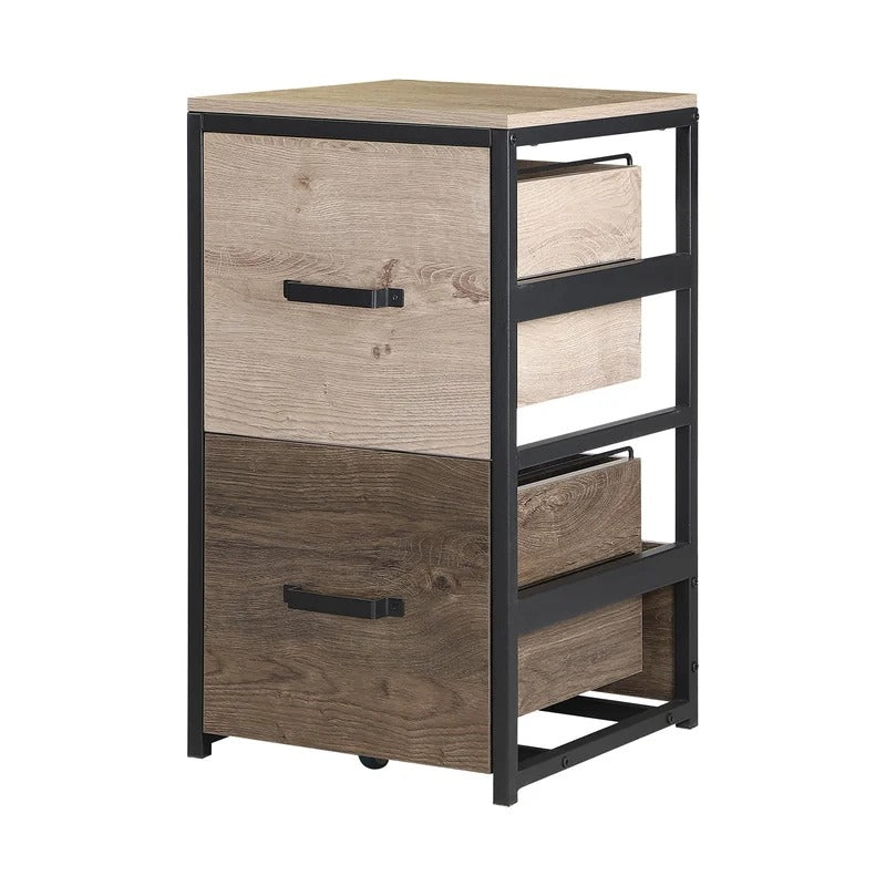Filing Cabinets : 2 Drawer Wood File Cabinet With Steel Frame