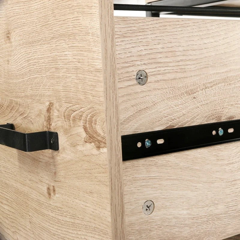 Filing Cabinets : 2 Drawer Wood File Cabinet With Steel Frame