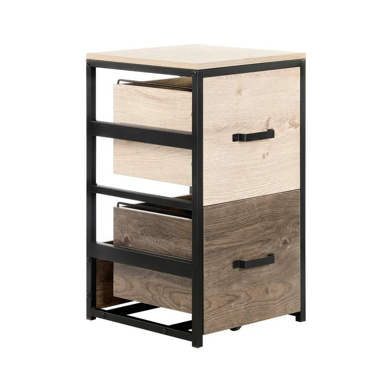 Filing Cabinets : 2 Drawer Wood File Cabinet With Steel Frame