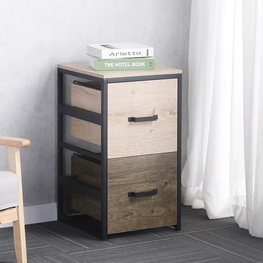 Filing Cabinets : 2 Drawer Wood File Cabinet With Steel Frame