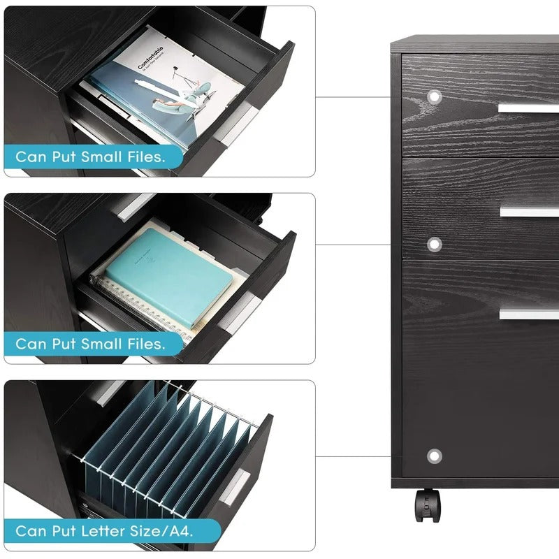 Filing Cabinet : 32'' Wide 3 -Drawer Mobile Lateral File Cabinet
