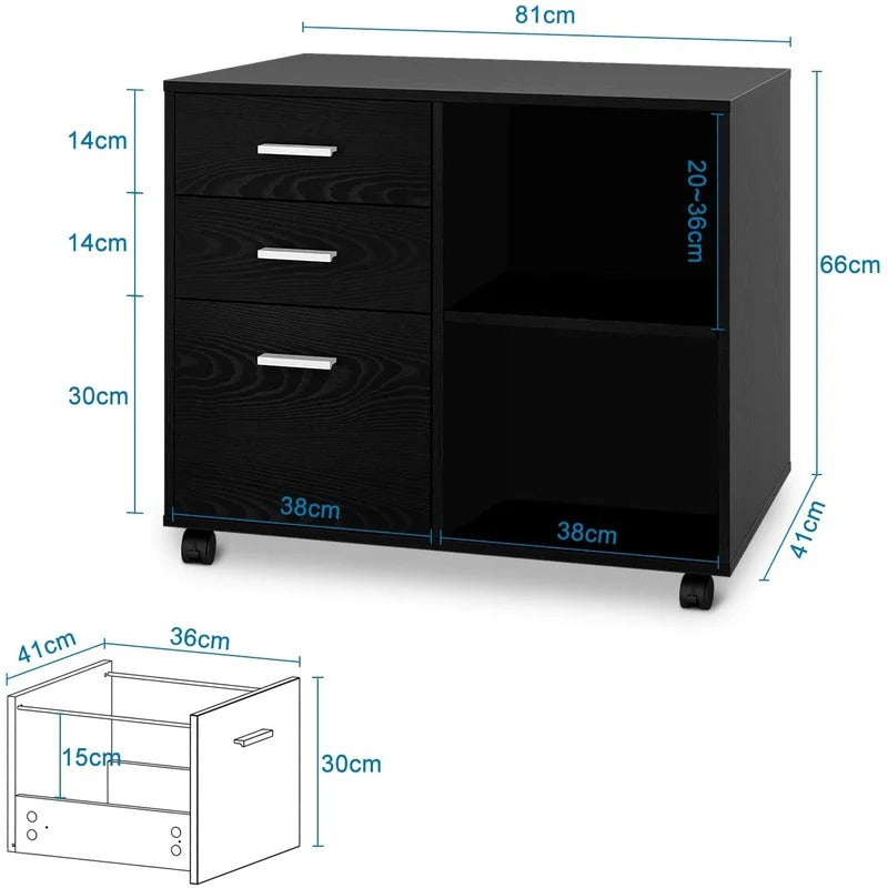 Filing Cabinet : 32'' Wide 3 -Drawer Mobile Lateral File Cabinet