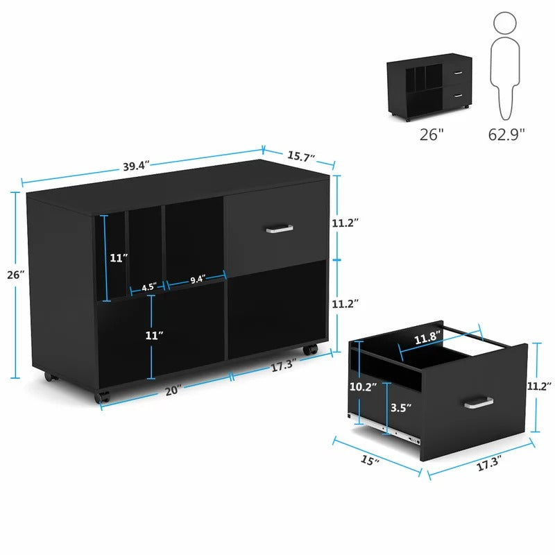 File Cabinets : 39.4'' Wide Mobile Lateral Filing Cabinet