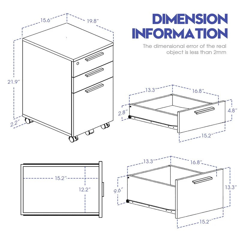 Filing Cabinet : Carry 3-Drawer Mobile Vertical File Cabinet