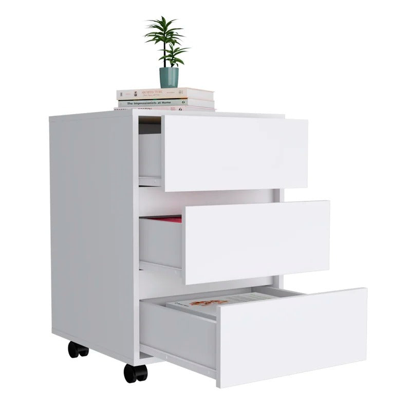 File Cabinets : Dina 3-Drawer Mobile Vertical Filling Cabinet
