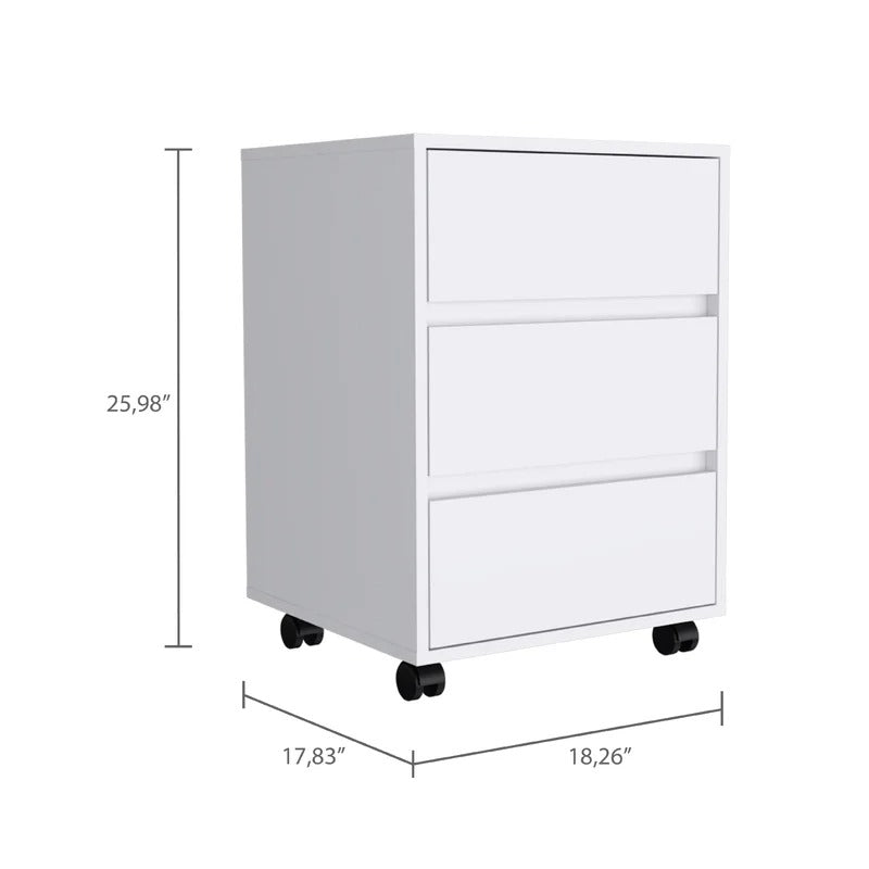 File Cabinets : Dina 3-Drawer Mobile Vertical Filling Cabinet