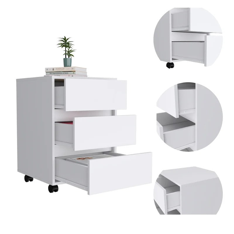 File Cabinets : Dina 3-Drawer Mobile Vertical Filling Cabinet