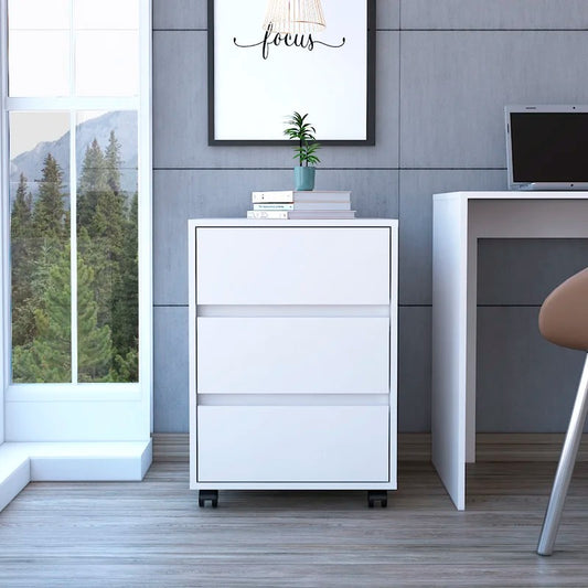 File Cabinets : Dina 3-Drawer Mobile Vertical Filling Cabinet