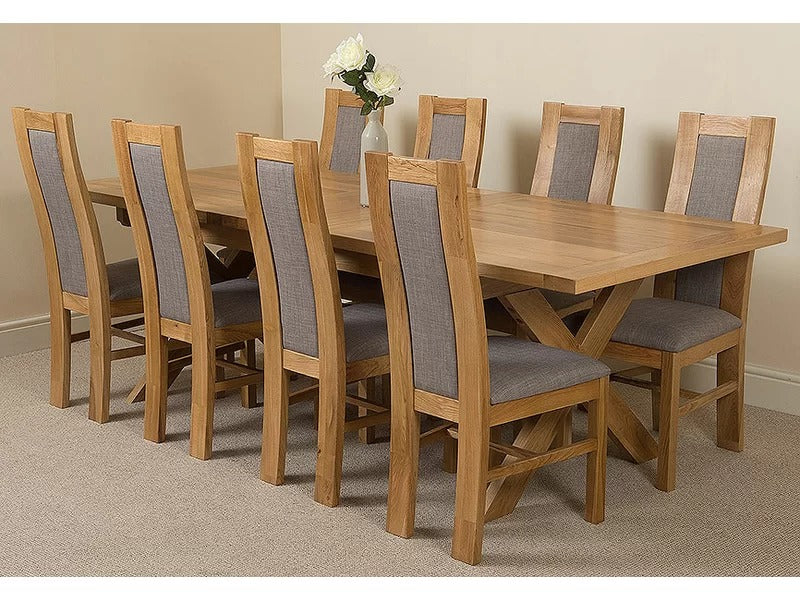 8 Seater Dining Set: Finest Extendable Solid Oak Dining Set
