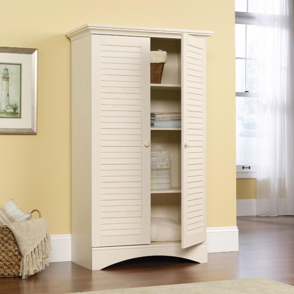 Floor Cabinets: Antique Ivory Storage Cabinet