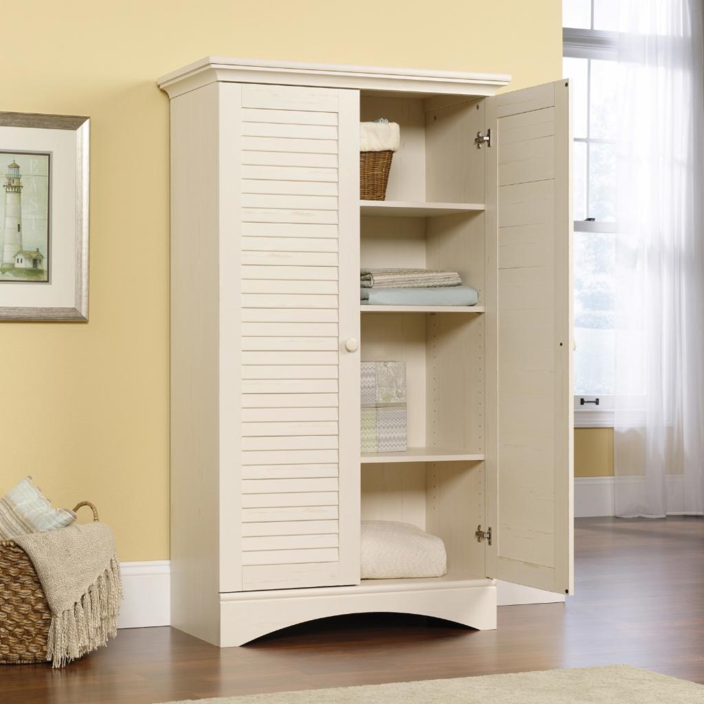 Floor Cabinets: Antique Ivory Storage Cabinet