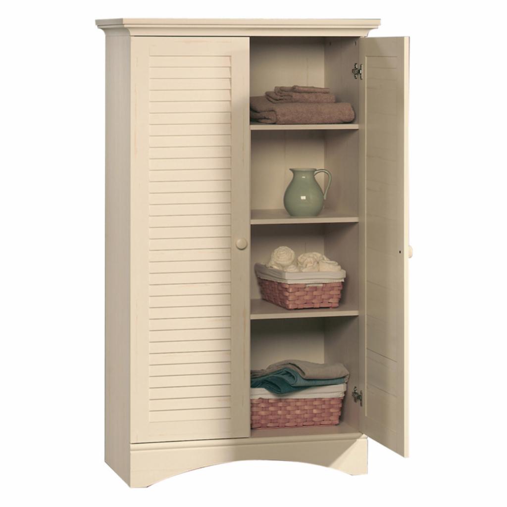 Floor Cabinets: Antique Ivory Storage Cabinet
