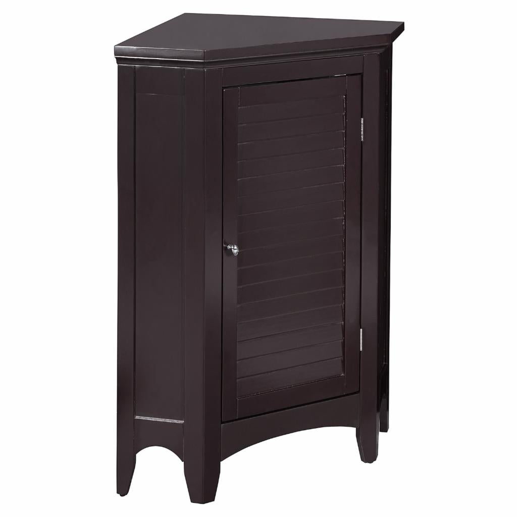 Floor Cabinets: Dark Espresso Corner Floor Cabinet with 1 Shutter Door