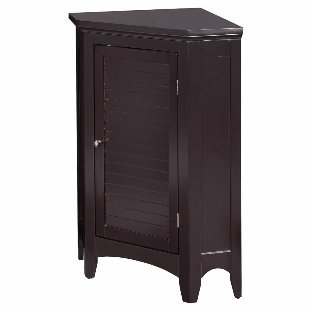 Floor Cabinets: Dark Espresso Corner Floor Cabinet with 1 Shutter Door