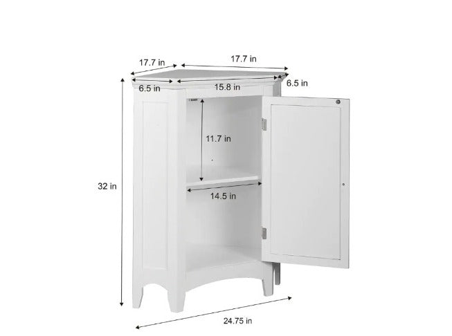 Floor Cabinets Dark Espresso Corner Floor Cabinet with 1 Shutter Door