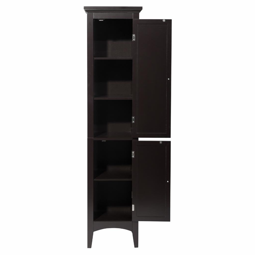 Floor Cabinets: Dark Espresso Tower with 2 Shutter Doors