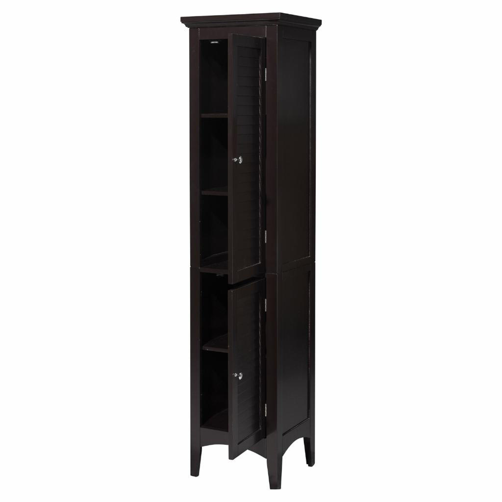 Floor Cabinets: Dark Espresso Tower with 2 Shutter Doors