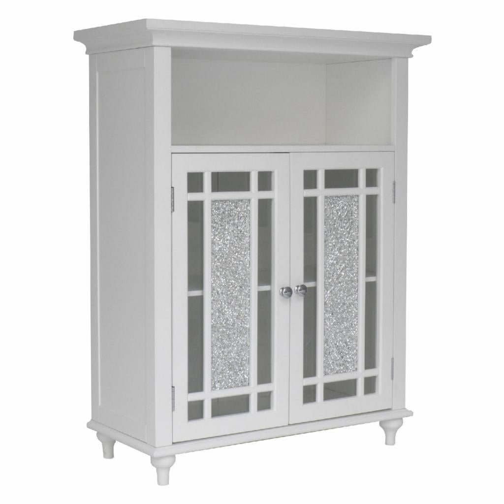 Floor Cabinets: White Bathroom Double Door Floor Cabinet