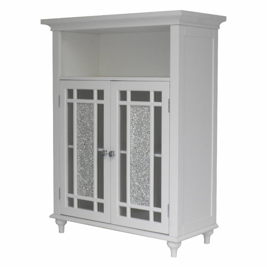 Floor Cabinets: White Bathroom Double Door Floor Cabinet