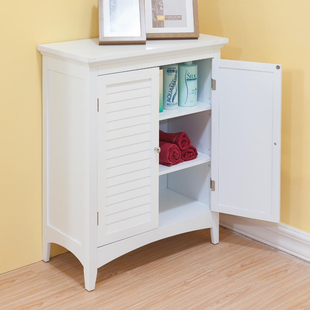Floor Cabinets: White Floor Cabinet with 2 Shutter Doors