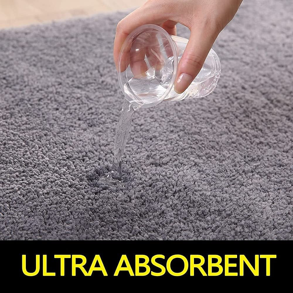 Floor Mats: India Microfiber Solid Anti-Skid Water Absorbent Washable Carpets (Grey, 2'' x 6'')