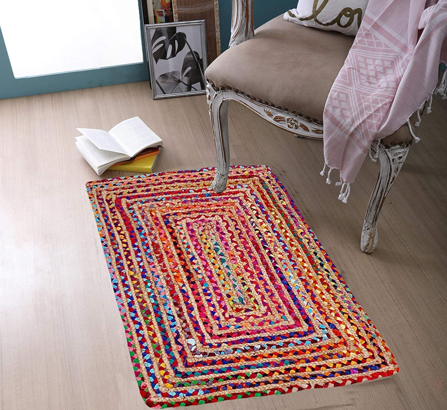 Floor Mats: Jute Braided Natural Carpets Hand Woven & Reversible for Living Room
