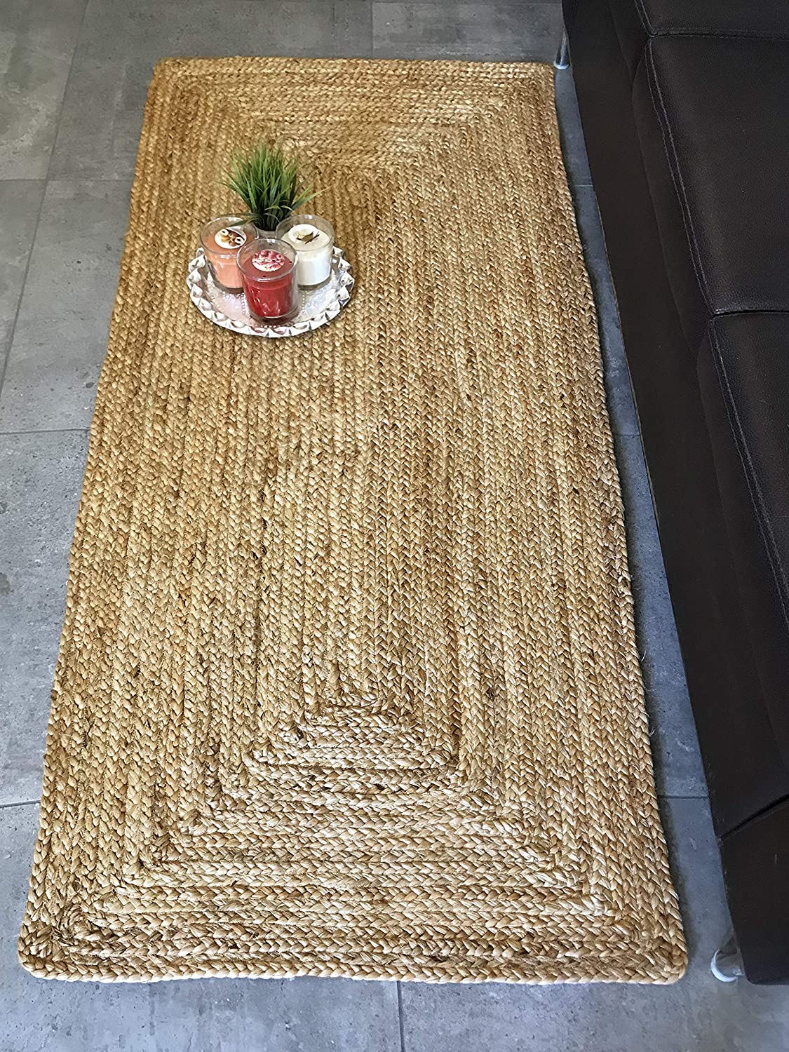 Floor Mats: Jute Round Rug (Beige, 3 Feet, 1 Piece)