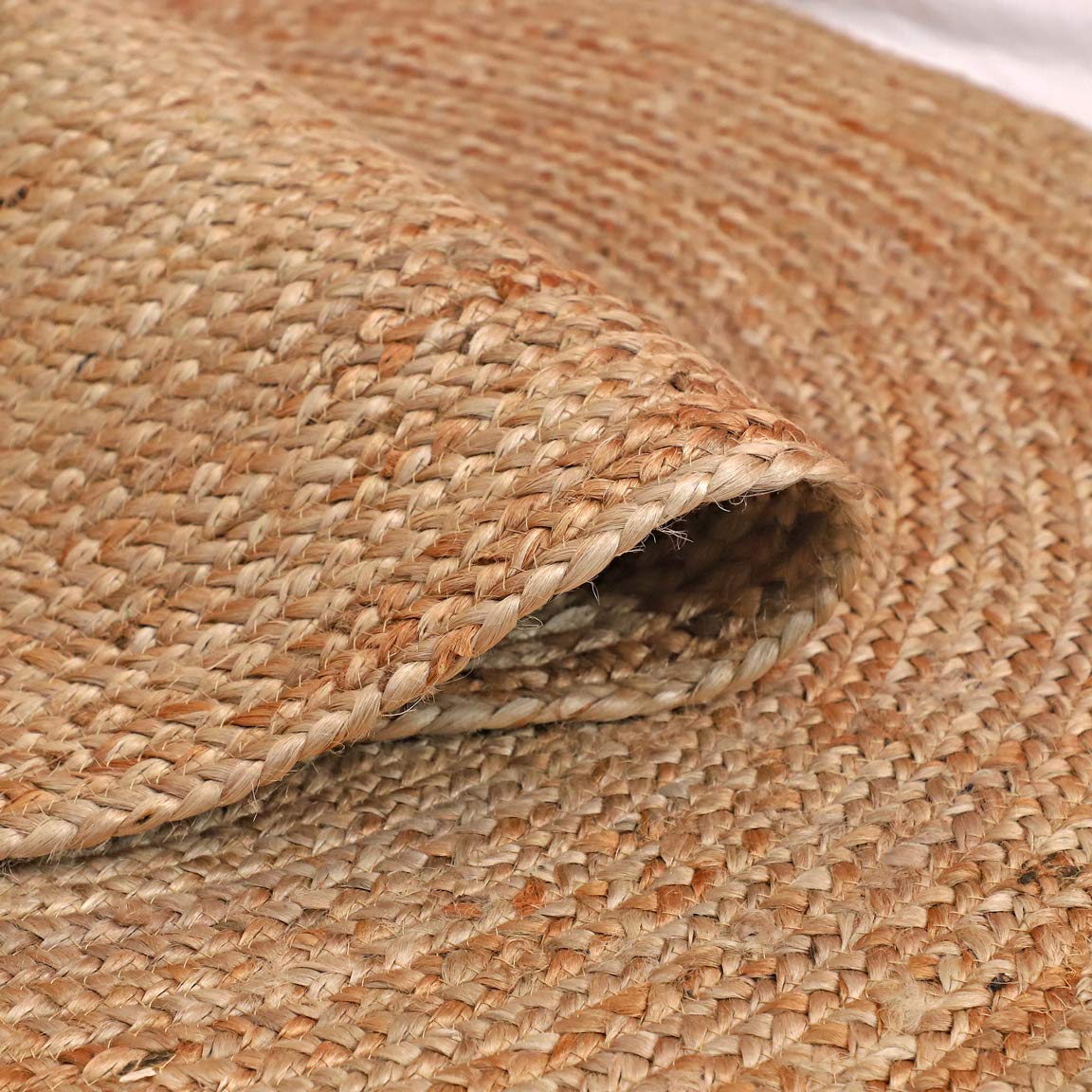 Floor Mats: Jute Round Rug (Beige, 3 Feet, 1 Piece)