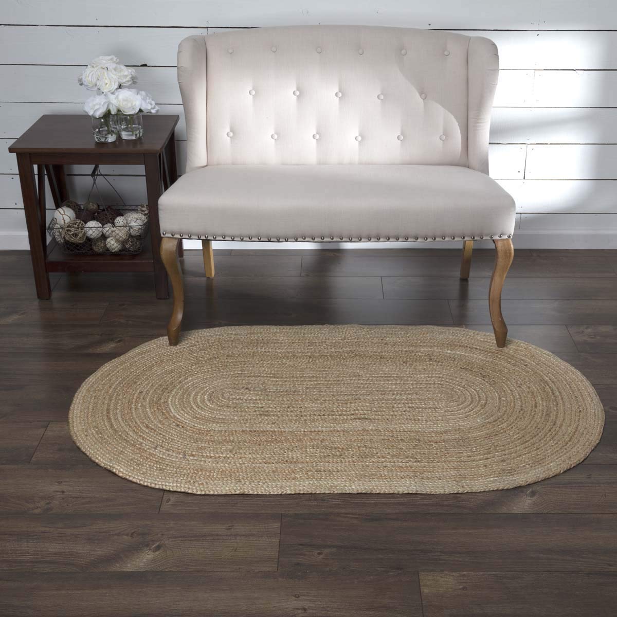 Floor Mats: Jute Round Rug (Beige, 3 Feet, 1 Piece)