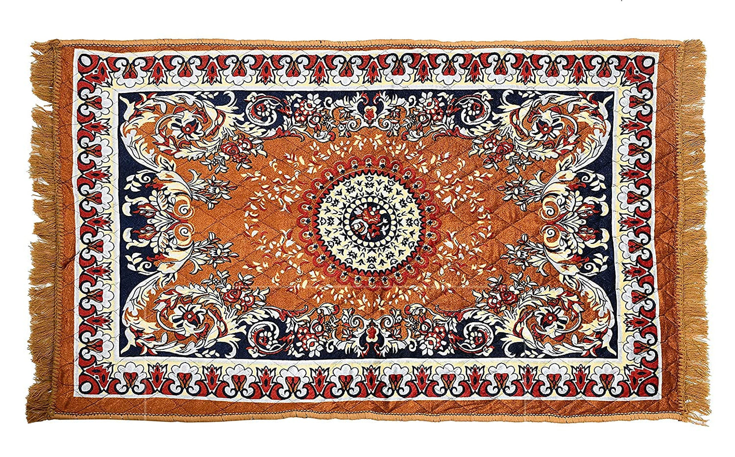 Floor Mats: Velvet Pooja Asan Carpets - Size 28 x 48(Inches) 71X121(CM) 2X4(Feet) Bed Side Runner,Floor Mat, Floor Rug, Pack of 1 Velvet Asan