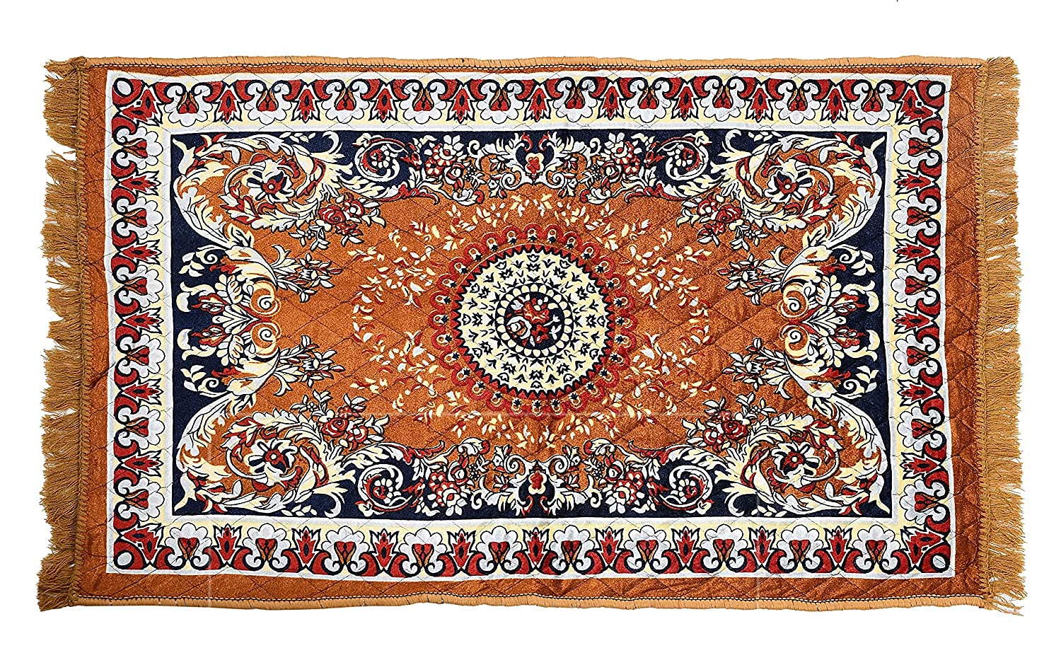 Floor Mats: Velvet Pooja Asan Carpets - Size 28 x 48(Inches) 71X121(CM) 2X4(Feet) Bed Side Runner,Floor Mat, Floor Rug, Pack of 1 Velvet Asan