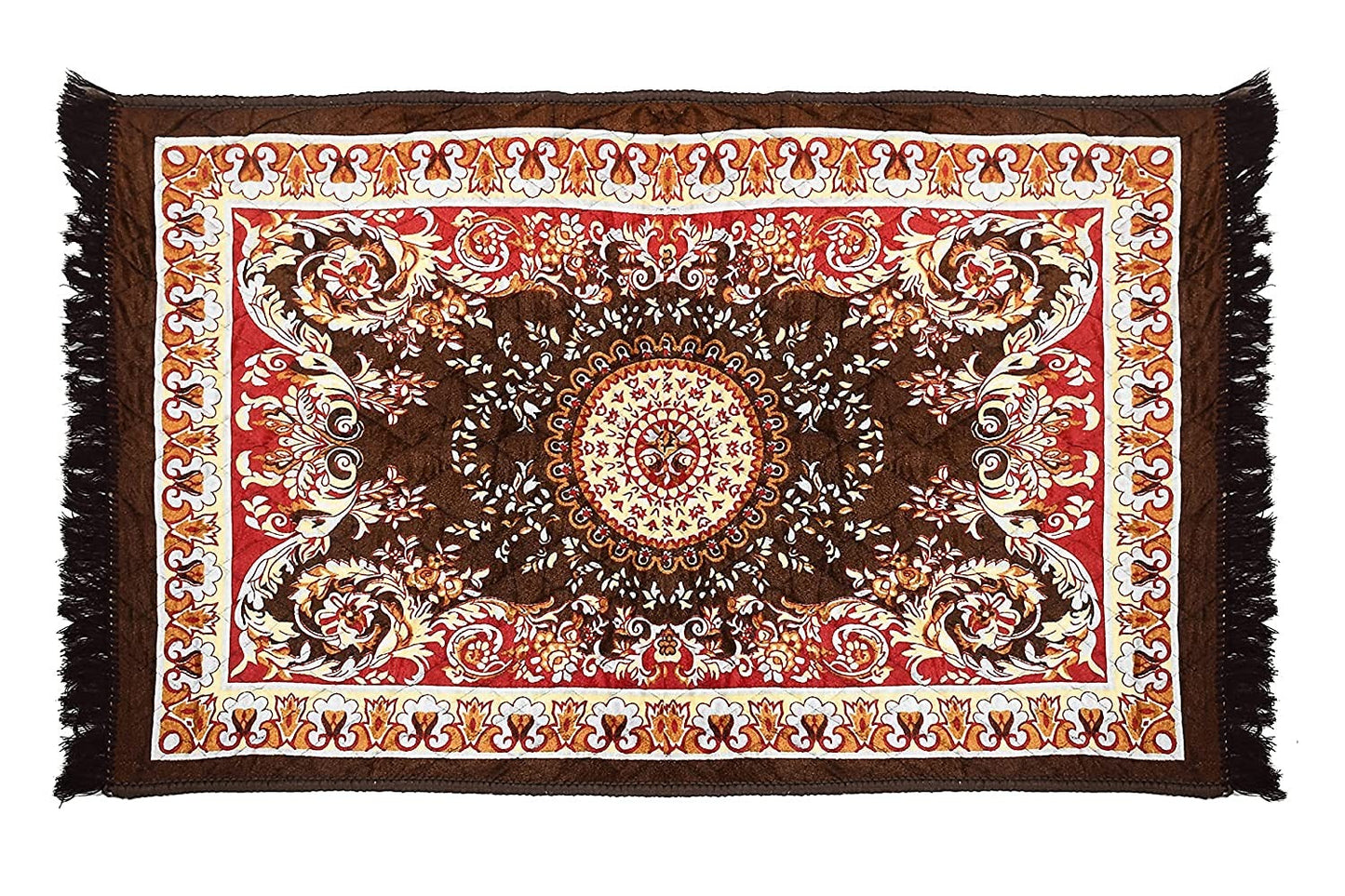 Floor Mats: Velvet Pooja Asan Carpets - Size 28 x 48(Inches) 71X121(CM) 2X4(Feet) Bed Side Runner,Floor Mat, Floor Rug, Pack of 1 Velvet Asan