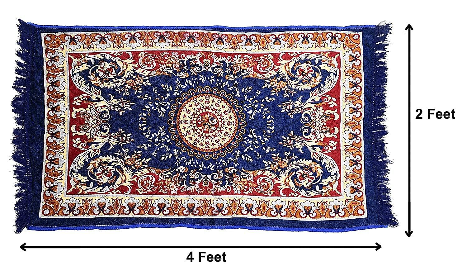 Floor Mats: Velvet Pooja Asan Carpets - Size 28 x 48(Inches) 71X121(CM) 2X4(Feet) Bed Side Runner,Floor Mat, Floor Rug, Pack of 1 Velvet Asan