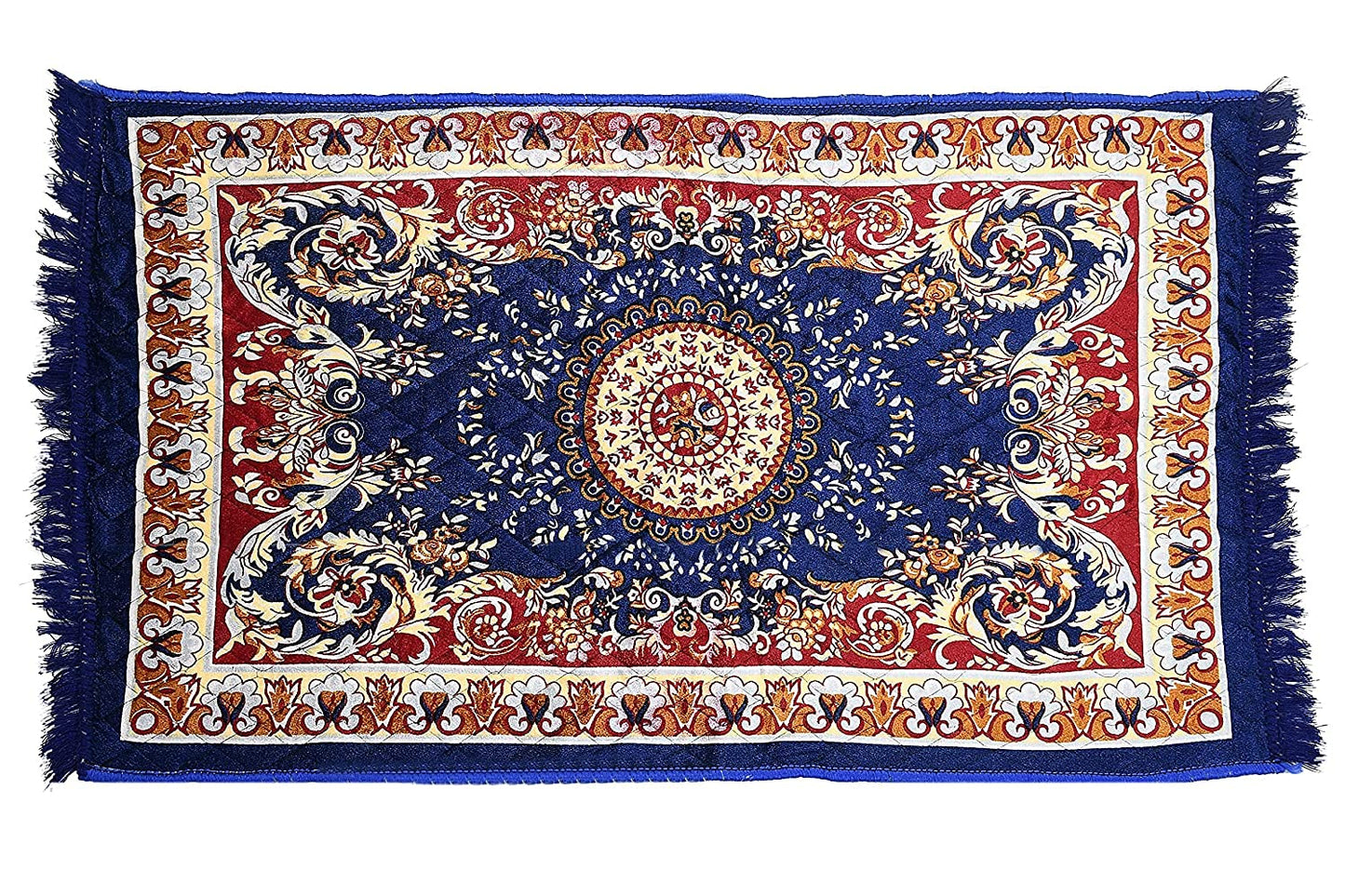Floor Mats: Velvet Pooja Asan Carpets - Size 28 x 48(Inches) 71X121(CM) 2X4(Feet) Bed Side Runner,Floor Mat, Floor Rug, Pack of 1 Velvet Asan