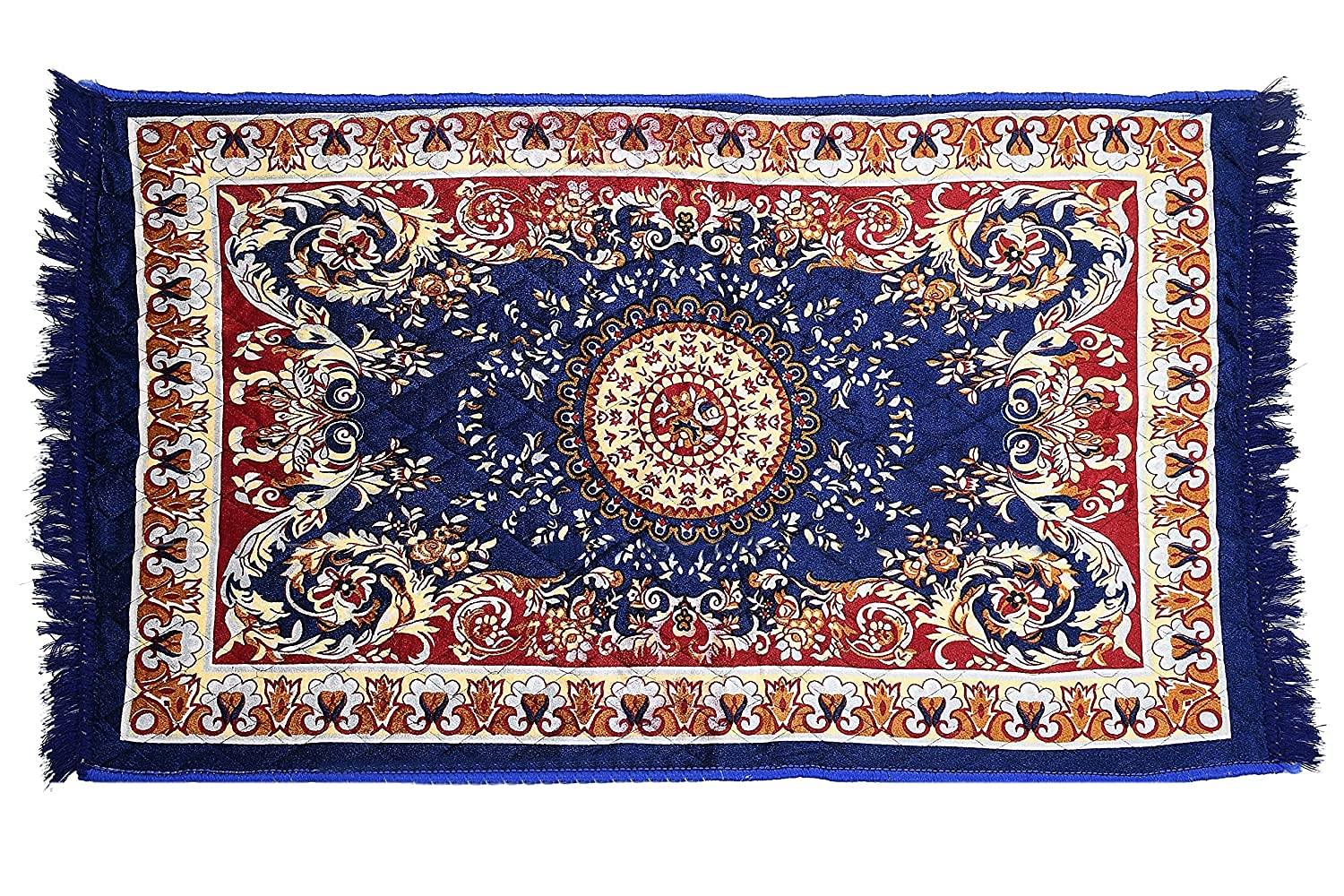 Floor Mats: Velvet Pooja Asan Carpets - Size 28 x 48(Inches) 71X121(CM) 2X4(Feet) Bed Side Runner,Floor Mat, Floor Rug, Pack of 1 Velvet Asan