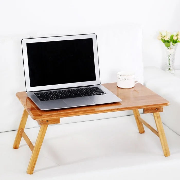 Folding Table: Bamboo Foldable Laptop Table Tray Desk