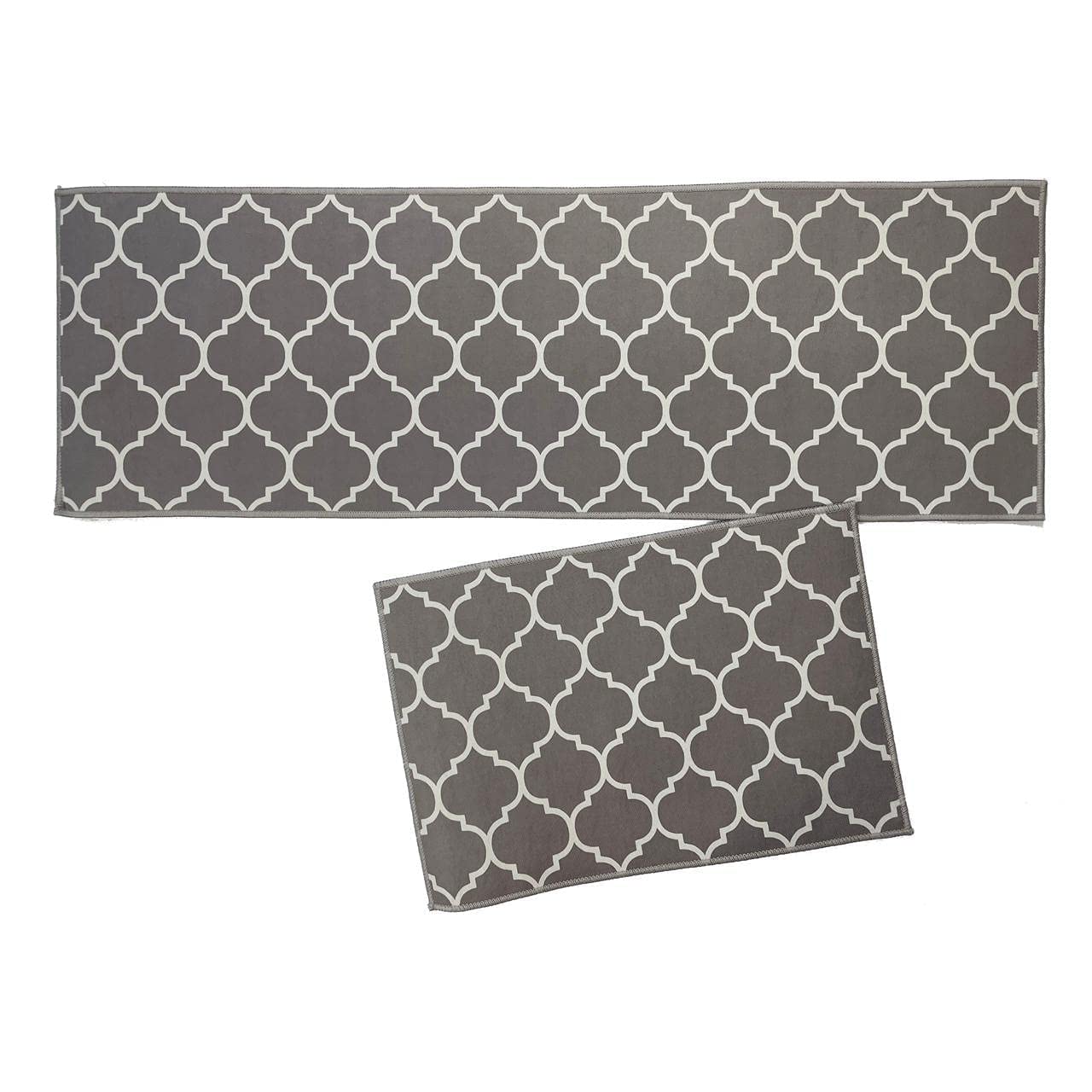 Foor Mats: Anti-Skid Look Soft Washable Multi Purpose Mat & Runner Set (18x54 & 17x26 Inches) Kitchen Combo Mat of 2 Pieces ((Desizn No 04, velvet soft nylon)