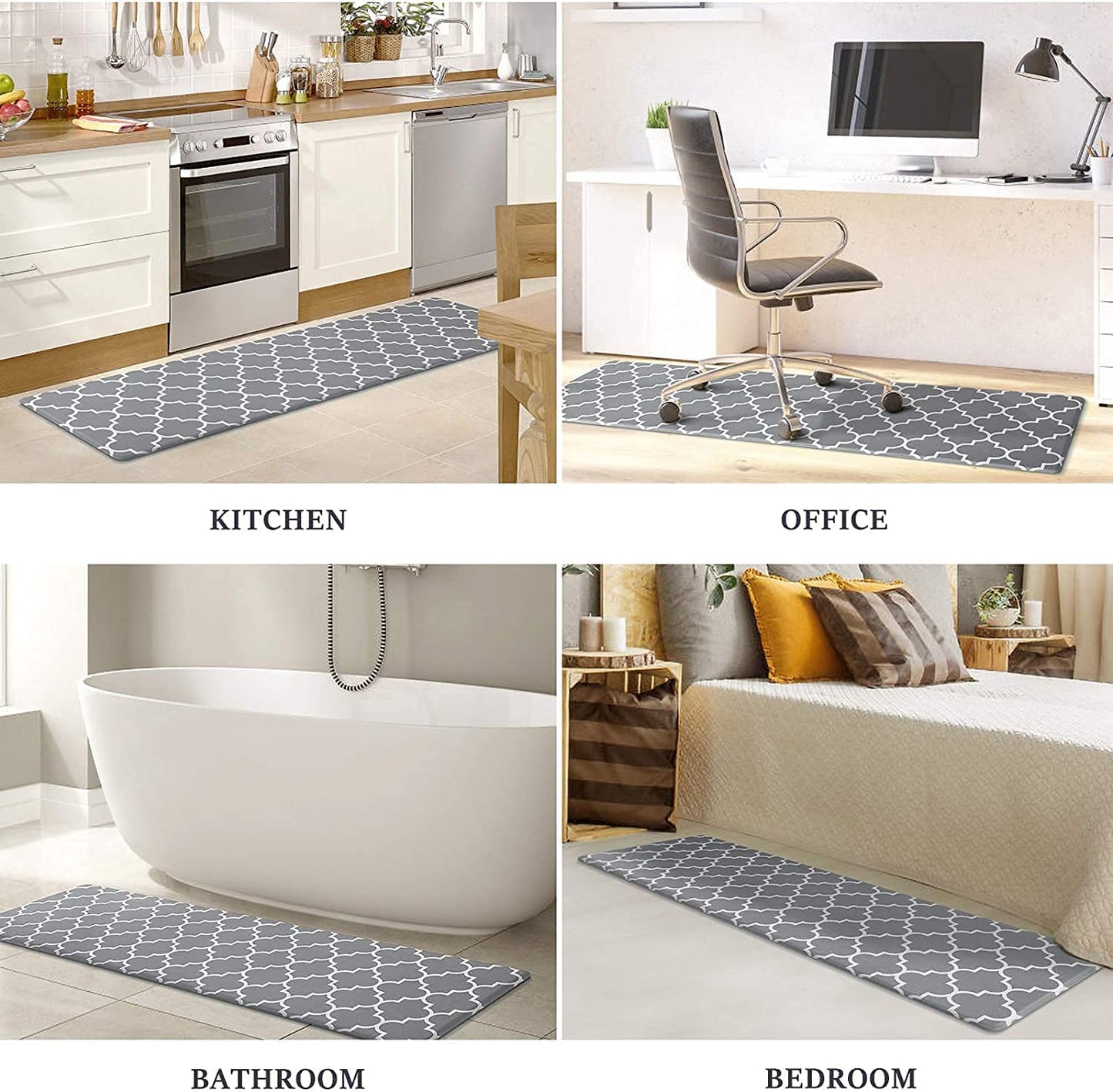 Foor Mats: Anti-Skid Look Soft Washable Multi Purpose Mat & Runner Set (18x54 & 17x26 Inches) Kitchen Combo Mat of 2 Pieces ((Desizn No 04, velvet soft nylon)
