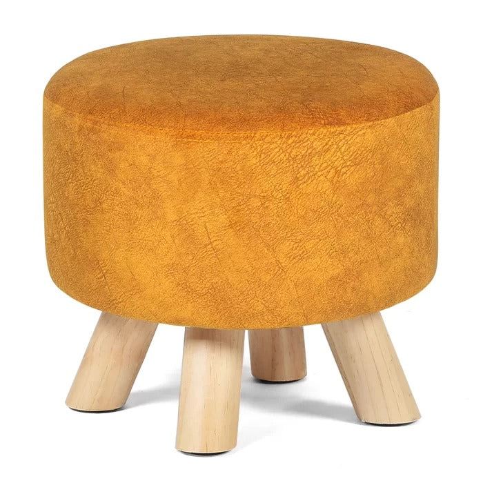 Foot Stool: 11.2'' Wide Faux Leatherette Round Standard Ottoman