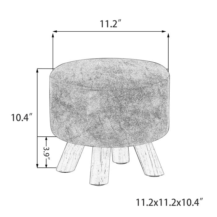 Foot Stool: 11.2'' Wide Faux Leatherette Round Standard Ottoman