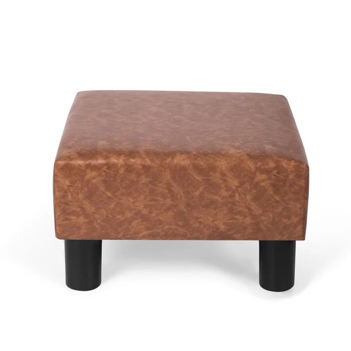 Foot Stool: 15.5'' Wide Faux Leatherette Square Footstool Ottoman